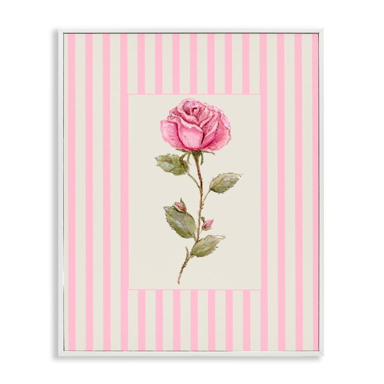 Stupell Industries Pink Stripe Rose Framed Giclee, design by Lisa Wehmeyer